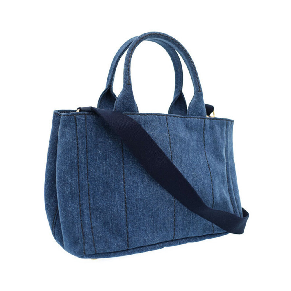 Prada Canapa Convertible 2way Tote Shoulder Bag Denim Blue - Picture 2 of 9